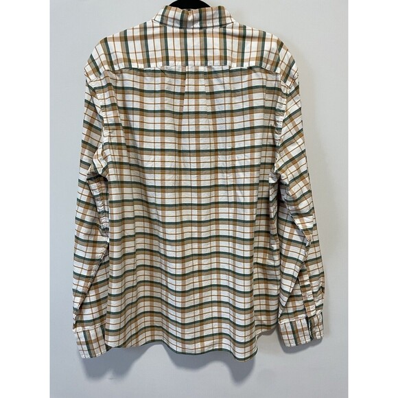 Men's J CREW XL Factory Button Down Shirt Flex Oxford Slim Plaid Green/orange - Picture 4 of 7